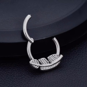 ต่างหูไทเทเนียมห่วงแบบบานพับ G23ห่วงใบเมเปิ้ล CZ paved tragus EAR EAR EAR pings Nose piercing เด็ก zircon - Product Image 6