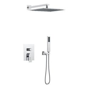 <span class=keywords><strong>Douche</strong></span> de pluie murale dissimulée en laiton brossé doré à poignée unique, avec mitigeur en céramique, <span class=keywords><strong>pour</strong></span> salle de bain de villa moderne de luxe - Product Image 2