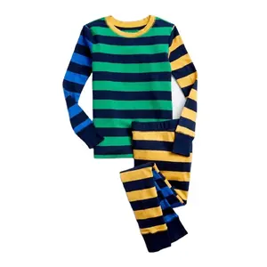 Multi Color striped kids pajama set Children teens kids sleepwear pajamas nightwear nightgown loungewear