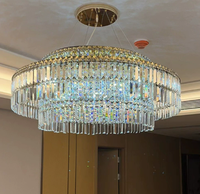 Lustre rond en cristal de luxe, luminaire suspendu au plafond LED, pour salon, chambre à coucher, villa, hôtel, luminaire décoratif