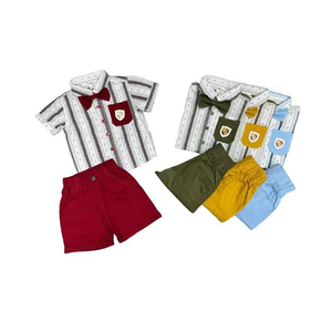En stock, prix <span class=keywords><strong>de</strong></span> gros, vêtements d'été pour enfants, ensembles en coton imprimé pour garçons, anniversaire, 6-24 mois, ensemble <span class=keywords><strong>de</strong></span> 3 pièces pour garçons - Product Image 1