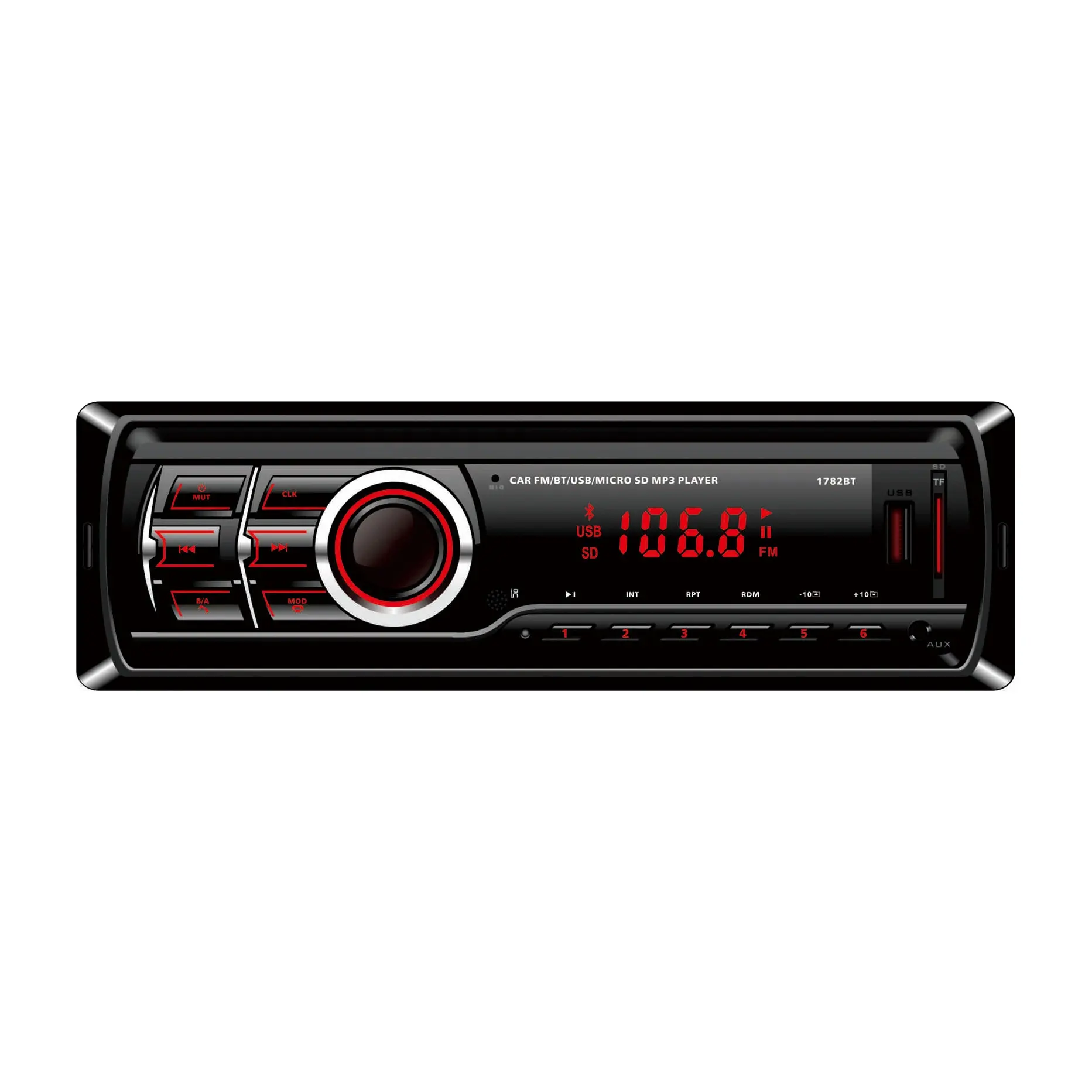 Carro Mp3 Receptor Universal Rádio Speaker Bluetooth Usb Jump Drive Usb Aux Bluetooth Carro Música Digital Cd Changer 1782 LED BT