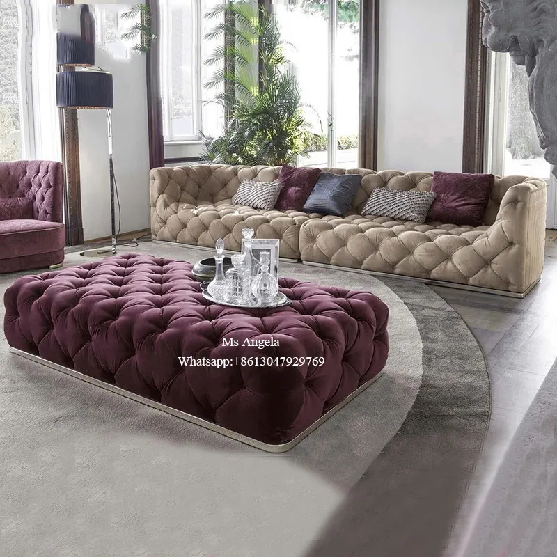 cheap modern salon furniture waiting sofa contemporary living room sofa set italian VF chesterfield button tufted leather sofa