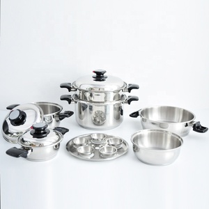 Juego de utensilios de cocina de <span class=keywords><strong>acero</strong></span> <span class=keywords><strong>inoxidable</strong></span> sin agua y sin aceite, ollas y <span class=keywords><strong>sartenes</strong></span> de grado quirúrgico 304 para cocina casera, 22 unidades - Product Image 3