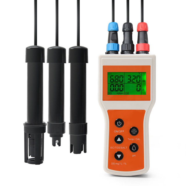 Handheld Dissolved Oxygen Meter Smart DO Meter 6 in 1 pH DO SALT EC TDS Tester for Koi Pond Aquaculture Environment Monitor