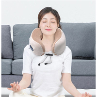 Oreiller de massage cervical sans fil à rotation par pétrissage avec mousse à mémoire de forme pour le soutien de la tête et du cou, idéal pour l'avion