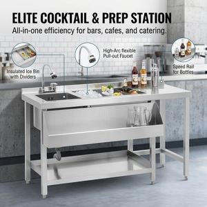 Station de préparation de cocktails en acier inoxydable pour bar, évier de travail, comptoir pour café, restaurant, espace boissons - Product Image 1