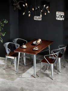 Juego de Mesa y Sillas de Comedor Estilo Industrial. Restaurante Moderno y Sencillo. Cafetería. <span class=keywords><strong>Taberna</strong></span> Musical. Bar. Mesa y Silla. - Product Image 2