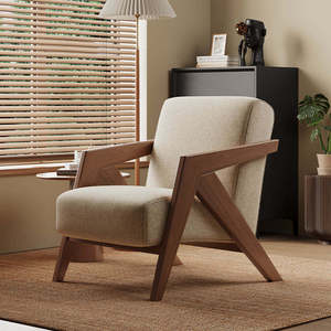 Sillón Individual de Diseño Vintage para Sala de Estar, Mueble de Madera con Detalle Acolchado para Dormitorio - Product Image 3