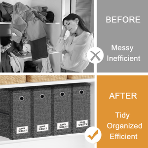 Organizadores de sábanas plegables con asa etiquetada y cremallera, cartón de tela para ahorrar espacio para sábanas tamaño Queen/<span class=keywords><strong>King</strong></span> - Product Image 6