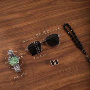 Coffret <span class=keywords><strong>Cadeau</strong></span> Luxe OEM 5 Pièces pour Homme : Montre, Lunettes <span class=keywords><strong>de</strong></span> Soleil, Chapelet et Boutons <span class=keywords><strong>de</strong></span> Manchette – Vente Chaude pour Entreprises, Longueurs <span class=keywords><strong>de</strong></span> Service et Régimes <span class=keywords><strong>de</strong></span> Retraite - Product Image 4