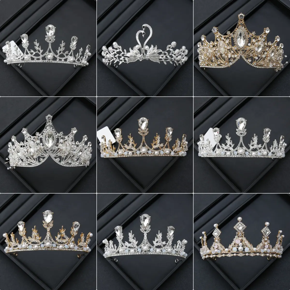 58 Designs Prom Pageant Princesse Fête Reine Couronne Bandeau Argent Perle Strass Diadème De Mariage Couronne De Mariée