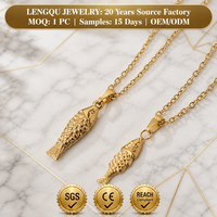 Nouveauté : Collier pendentif poisson carpe koi texturé en acier inoxydable plaqué or avec chaîne à maillons pour femme, accessoire empilable