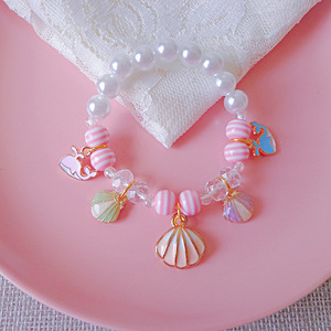 Bracelet Perles Licorne Mignon pour Enfants, Breloque Poney Rayé Rose, Bijou Fille pour Noël et Fêtes, Cadeau - Product Image 3