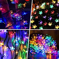Penjualan Laris Dekorasi Pernikahan Multi Warna Lampu Taman Tenaga Surya Tali Luar Ruangan Lampu Peri dengan 50 LED Pencahayaan Bunga Sakura