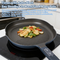 Poêle à steak en aluminium moulé sous pression avec capteur de température, poêle grill antiadhésive double face pour cuisine, OEM accepté