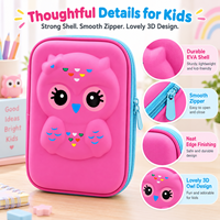 Étui à crayons rigide en EVA en forme de hibou 3D mignon, léger, antichoc, sac de rangement pour enfants pour la papeterie scolaire et les petits jouets