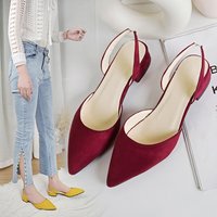 Sandales décontractées à talon bas en daim, à bout pointu et bride cheville, style slingback, pour femme – Nouvelle tendance mode été-automne