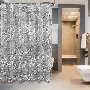 Rideaux <span class=keywords><strong>de</strong></span> <span class=keywords><strong>douche</strong></span> pour salle <span class=keywords><strong>de</strong></span> bain - Feuilles tropicales sur fond blanc, <span class=keywords><strong>rideau</strong></span> inodore pour douches <span class=keywords><strong>de</strong></span> salle <span class=keywords><strong>de</strong></span> bain, crochets inclus - Product Image 1