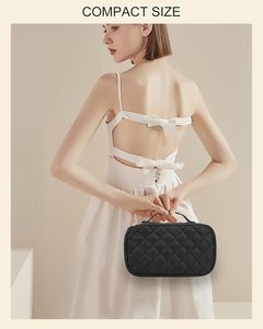 Borsa cosmetica da viaggio impermeabile da donna e borsa per Organizer cosmetica leggera a doppio strato con porta pennelli per il trucco - Product Image 5