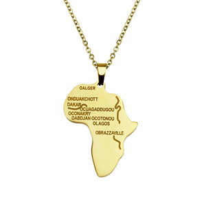 Collar con colgante de mapa de África en acero inoxidable <span class=keywords><strong>Tuku</strong></span> - Product Image 1