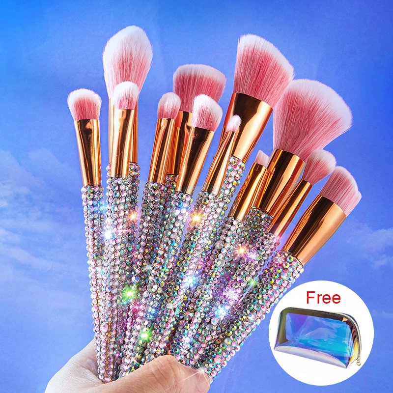 OEM Китай высокое качество рождественские подарки Алмазная кисть Набор для женщин макияж прочный набор блестящих кистей для макияжа
