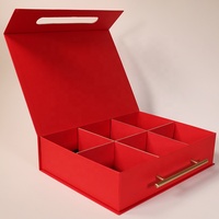 Boîte de rangement et de présentation de bijoux en carton rigide recyclable rouge personnalisée, grande capacité, pour boucles d'oreilles, colliers, bracelets