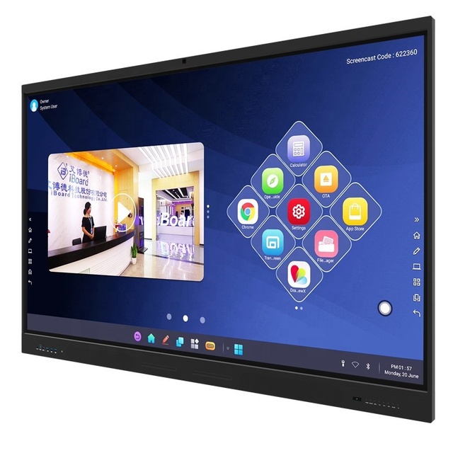 86 Inch Large Touch Screen 4K LED Smart Board Interactive Flat Panel with Serial Interface Aluminum Alloy Frame