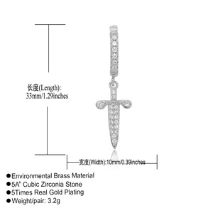 Pendientes de Espada BES Estilo <span class=keywords><strong>Rock</strong></span> N Roll, Diseño de Hoja Afilada, Microincrustaciones de Circonita Cúbica, Joyería Punk Rebelde Hip Hop para Hombre y Mujer, de Fábrica - Product Image 6