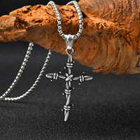 Collier croix en fil barbelé en acier inoxydable 316L pour hommes et femmes, pendentif croix à épines vintage punk gothique, bijoux imperméables, cadeau