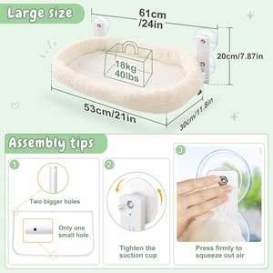 Cama plegable para ventana de gato, hamaca para gato, cama para ventana con 4 ventosas fuertes, cama suave para gato - Product Image 5