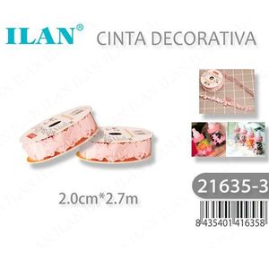 ริบบิ้นตกแต่งอิลัน ขนาด 2.0 ซม. x 2.7 ม. สีชมพู ขอบระบาย สำหรับงานฝีมือ - Product Image 3