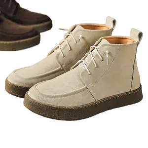 Botines altos informales de primavera para hombre, suela de goma para senderismo, zapatillas antideslizantes con punta en pico, logotipo personalizado, zapatos de estilo EVA para caminar