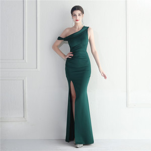 19637 # commercio estero caldo damigella d'onore etichetta matrimonio occasione formale spalla singola colletto diagonale <span class=keywords><strong>abito</strong></span> da sera lungo sottile. - Product Image 2