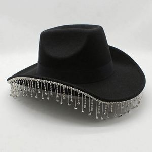 Chapeaux de cow-boy style western en gros avec strass et pompons pour fêtes - Product Image 2
