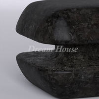 Table d'appoint en pierre naturelle DH Verde Alpi, forme de pétales empilés, sculpture en marbre massif, table contemporaine, meuble d'appoint pour couloir