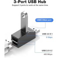 Mini Hub USB-C USB 3.0 Multiport, Adaptateur de Transfert de Données USB 3.0 à 3 Ports, Hub Type-C Portable pour MacBook, Ordinateur Portable, Accessoires PC