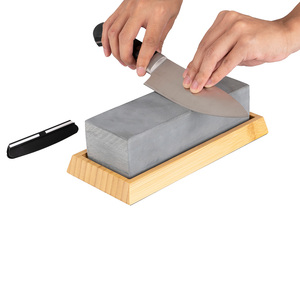 Aiguiseur de couteaux <span class=keywords><strong>Pierre</strong></span> à aiguiser 2 côtés Kit d'affûtage rapide pour damas et <span class=keywords><strong>couteau</strong></span> de qualité <span class=keywords><strong>avec</strong></span> base en bambou antidérapante - Product Image 4