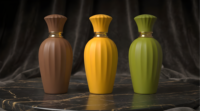 Flacon de parfum ovale de luxe côtelé vide avec bouchon décoratif évasé, couleur personnalisable