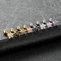 Zircon Flower Surgical Steel Ear Stud 16G Helix Cartilage Tragus Piercing CZ Earring Surface Piercing Jewelry Labret Stud