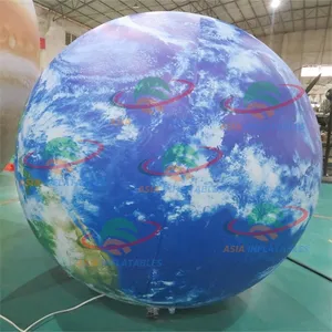 広告フル印刷インフレータブル地球惑星ヘリウムバルーンLEDライト付き