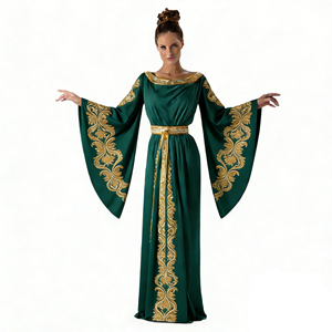 Vestido Túnica Griega <span class=keywords><strong>Romana</strong></span> Antigua para <span class=keywords><strong>Mujer</strong></span>, Estilo Costas Orientales, de Poliéster con Bordado Dorado y Mangas Campana, Vestido Largo para Representaciones Escénicas - Product Image 4