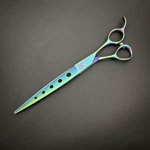 Tijeras Multiusos Azules de 7 Pulgadas con Cinco Orificios, Tijeras de Acero Inoxidable para Peluquería Canina - Product Image 3