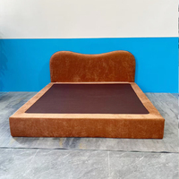 Lit compressé en boîte, revêtement en velours de luxe, confortable, mousse souple, cadre de lit moderne, taille Queen ou King