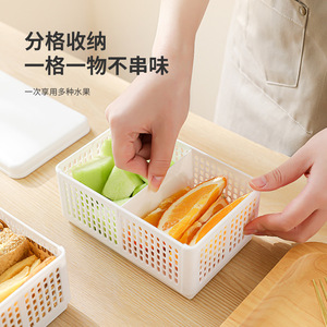 Portable Foldable Hollow Lunch <b>Box</b> Rectangle White <b>With</b> <b>Lid</b> Compartmentalized <b>Storage</b> For Fruit And Vegetable Travel Use - Product Image 1