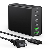 Hub de charge HNT GaN 100W à 6 ports 2A4C PD QC, station de charge rapide multi-appareils, chargeur USB C pour iPhone 17/16/15 iPad