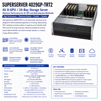 Serveur GPU Supermicro SuperServer SYS-4029GP-TRT2 4U, double processeur Xeon Scalable, 10 GPU, 24 baies, 10GbE, IA, apprentissage profond, HPC