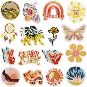 Patchs brodés personnalisables thermocollants en forme de papillon de dessin animé, en tissu non tissé avec fil de polyester, pour sacs et patins - Product Image 1