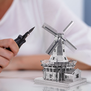 Piececool <span class=keywords><strong>Moulin</strong></span> à <span class=keywords><strong>vent</strong></span> hollandais moderne Puzzle en métal 3D Impression UV Assemblage DIY Modèle d'architecture Affichage Cadeau de collection pour adultes - Product Image 3