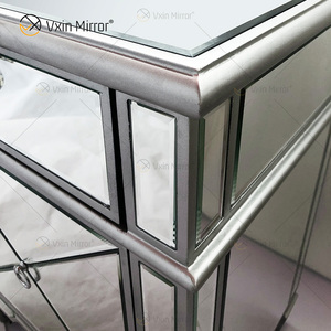 Increíble calidad de WXF-873 champán plata modernos de Metal de muebles de mesa de noche con 2 cajones mesita de noche con espejo - Product Image 5